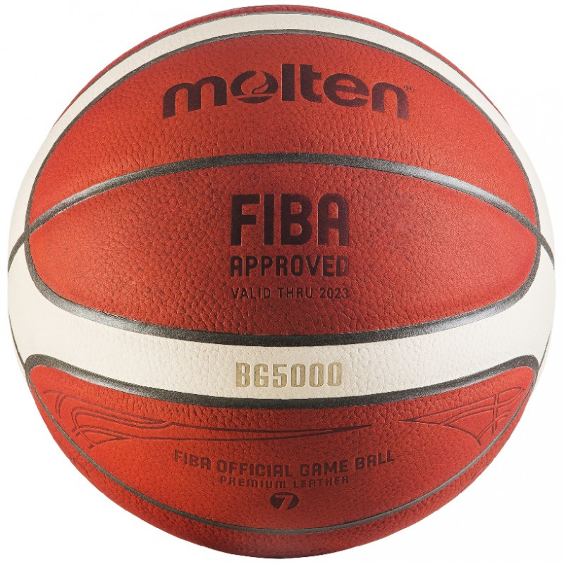 Ballon De Basket Molten BG5000 Taille 7 - Approuvé FIBA, Cuir Pleine Fleur, Bicolore - Pour Intérieur
